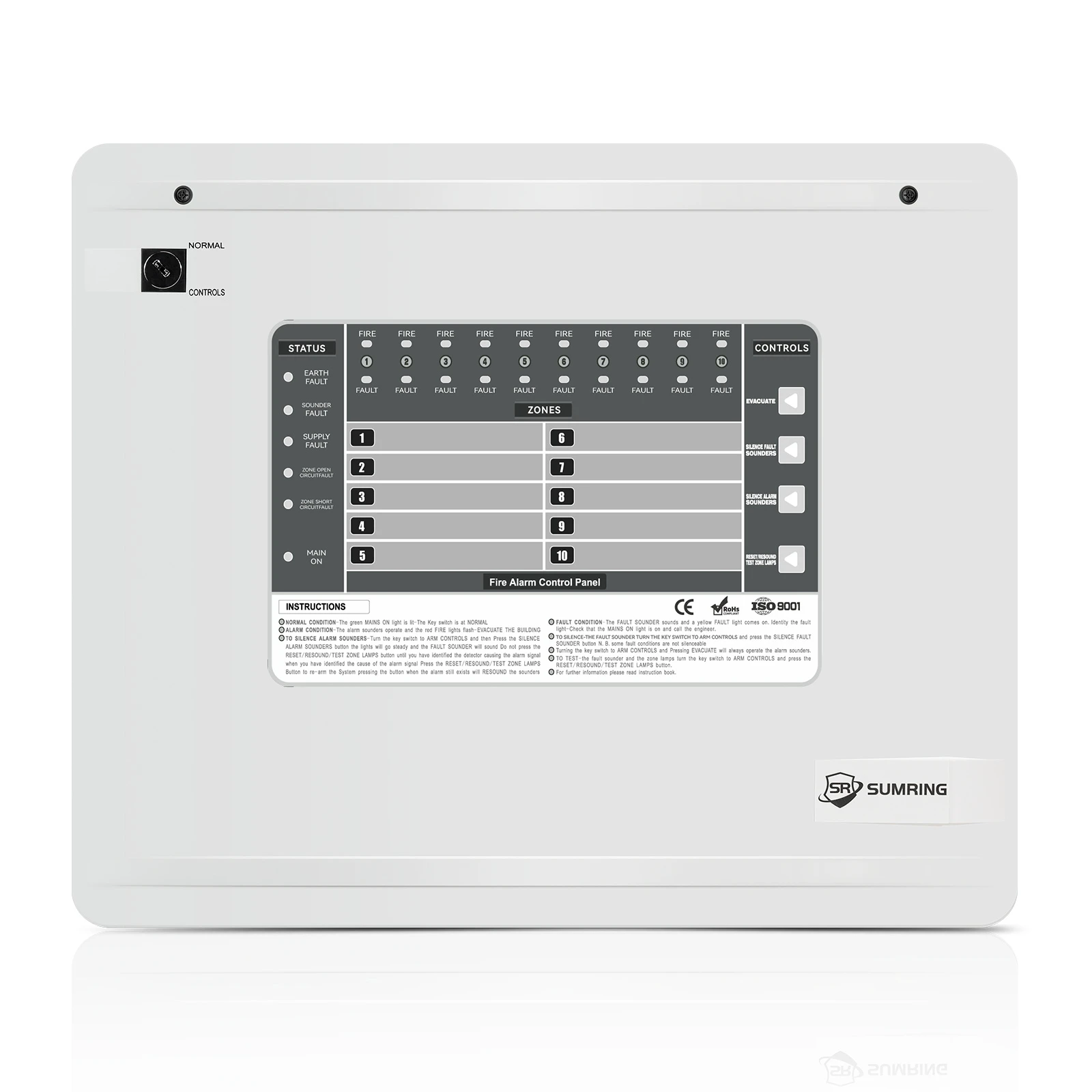 SR-P02 2/42/6/8/10区 传统火灾报警控制面板