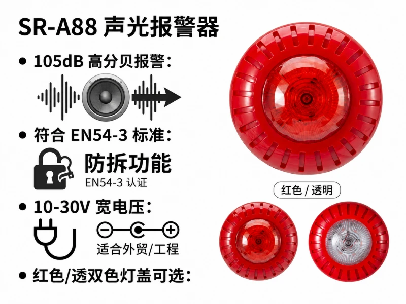 SR-A88 声光警号带频闪灯的高音喇叭警报器 SR-A88 声光警号带频闪灯的高音喇叭警报器