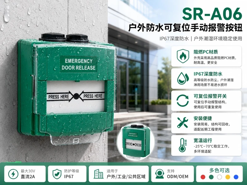 SR-A06 户外防水IP67可复位手动报警按钮 SR-A06 户外防水IP67可复位手动报警按钮