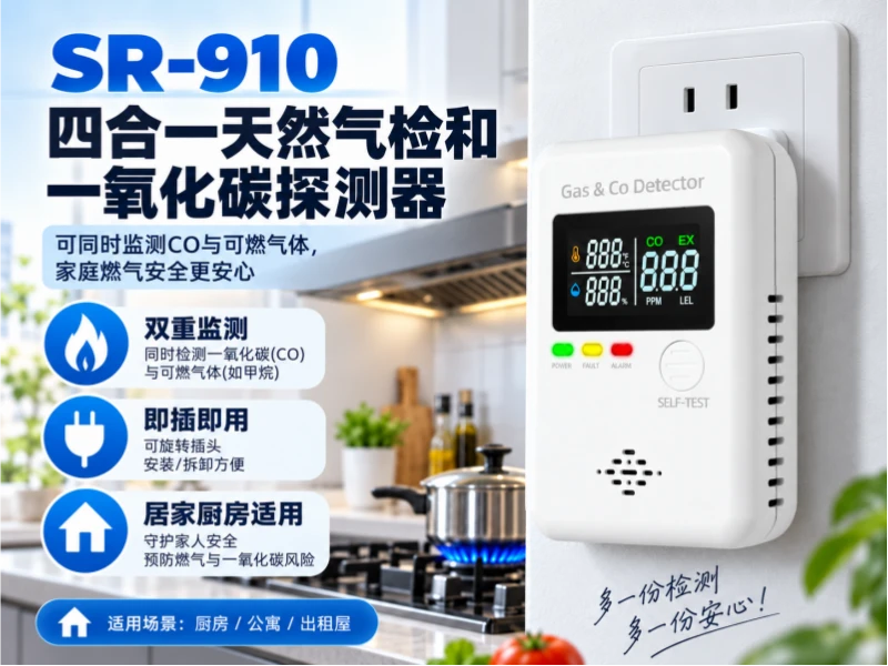 SR-910 四合一天然气检和一氧化碳探测器 SR-910 四合一天然气检和一氧化碳探测器