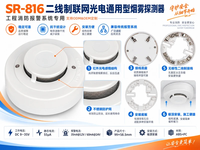SR-816 二线制联网光电通用型烟雾探测器